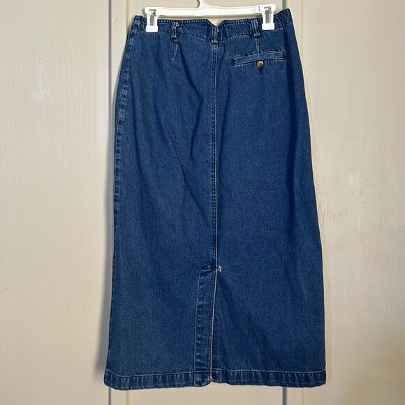 Vintage Womens Denim Skirt 6 100% Cotton Split Pockets Pleated Belt Loops Retro - Picture 3 of 10